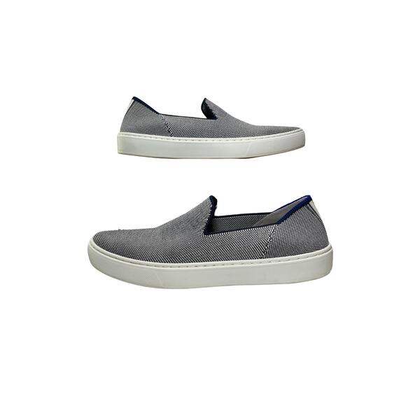Rothy’s City Slip On Knit Sneakers Navy White Knit Washable Sustainable Size 8 - Picture 6 of 9